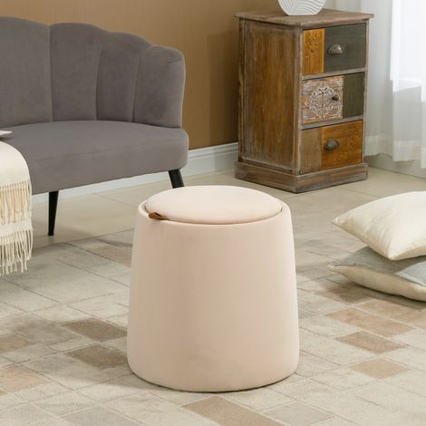 Poltrona contenitore tonda beige in poliestere OKMYHOME (1/4)