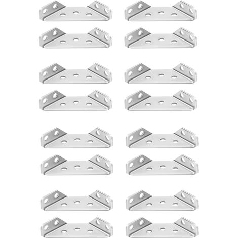16 soportes triangulares de acero inoxidable, soportes de esquina multifuncionales de acero inoxidable con tornillos, 6,5 x 2 cm, color plata. (1/5)