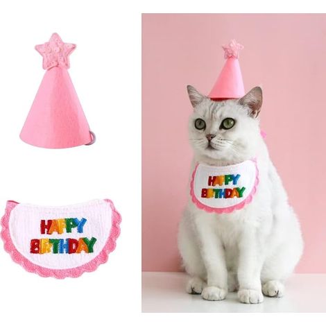Filiyano-Écharpe rose pour animaux de compagnie - Mini chien et chat - Écharpes et chapeau de fête (1/5)