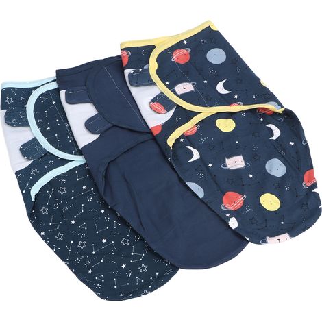 3er-Pack Baby-Schlafsäcke aus Baumwolle für Neugeborene von 0 bis 2 Monaten, Weltraum-Motiv (1/5)