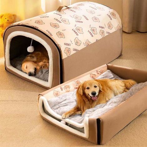 Grand panier pour chien, niche 2 en 1 pour chien et chat, igloo, sac de couchage douillet pour chiens, nid douillet pour l'hiver, XL, 70 x 53 x 7 cm (1/5)