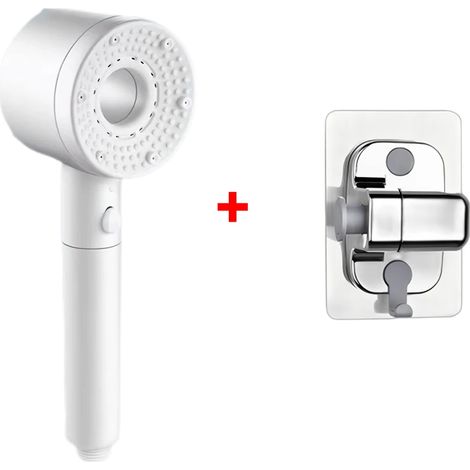 (Ensemble de base blanc) Pommeau de douche réglable à 5 jets, grand débit, filtre, mitigeur haute pression pour économie d'eau, accessoires de salle de bain (1/5)