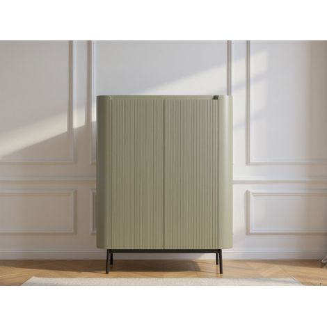 BOBOCHIC - Buffet haut 2 portes 100 cm JAY effet tasseaux Vert (1/5)
