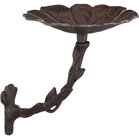 Abbeveratoio floreale da parete per uccelli da giardino in ghisa verde 30 x 20 x 15 cm 130005023