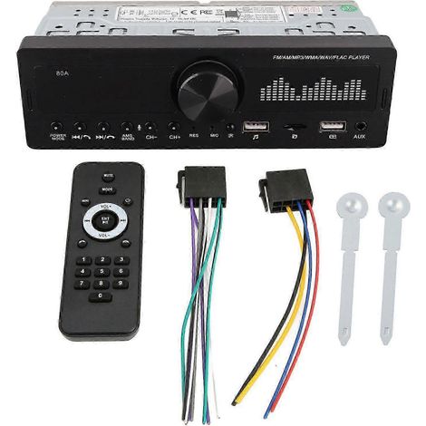 Autoradio double port USB, Bluetooth, appels mains libres, radio FM 87,5 MHz à 108 MHz, compatible avec les fichiers MP3, WMA, WAV, FLAC et APE. Qualité exceptionnelle. WHBYV (1/4)