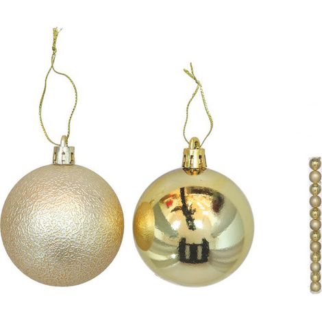 Tube de 12 boules de Noël dorées de 6 cm - talla