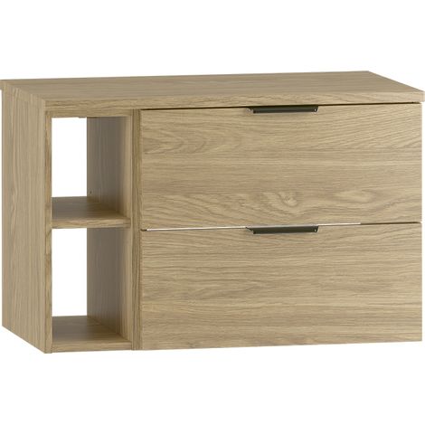 Meuble sous-vasque 80cm 2 niches plan de toilette Astrid Bois