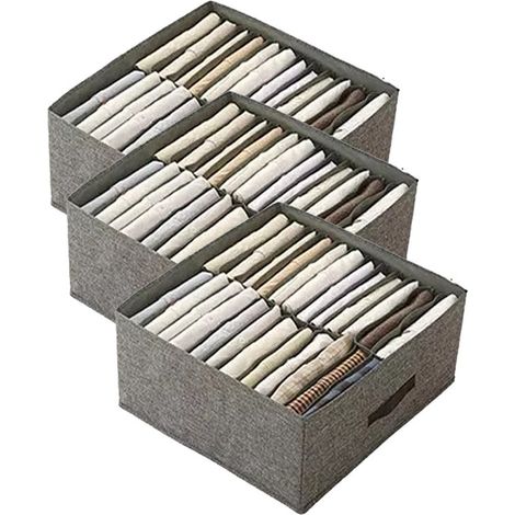 Conjunto de tres piezas de perchero y caja de almacenamiento, perchero para vaqueros con 24 compartimentos, caja de almacenamiento de tela lavable y plegable. (1/5)