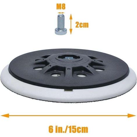 150 mm (6 pouces) Plateau de ponçage 8 trous compatible avec les ponceuses orbitales Bosch Festool ETS 150, ETS EC 150, LEX 150, WTS 150/7 498987 (souple) (1/3)