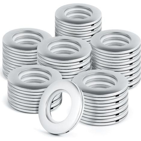 Anneaux Rideaux 40mm Plastique avec Œillets 32 Pièces Argenté pour Tringle Ronde Rideau Fenêtre Salle de Bain Bricolage (1/5)