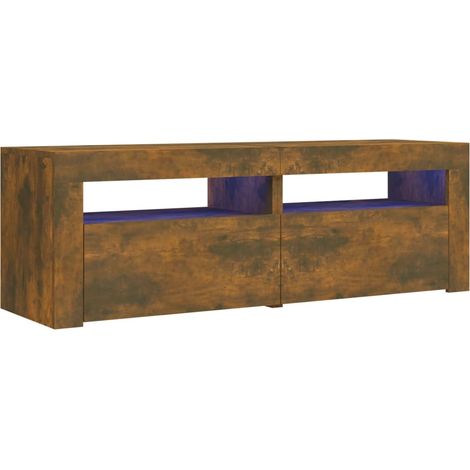Mobile TV multimediale scaffale per televisione televisione buffet sala da pranzo soggiorno camera da letto con luci LED rovere affumicato 120 x 35 x 40 cm marrone 020026718