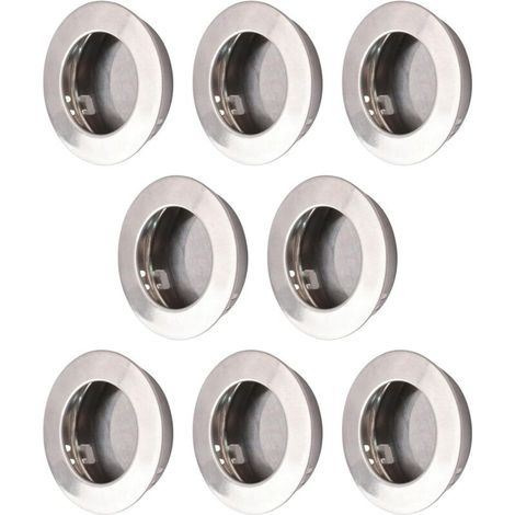 8 Pack Recessed Round Door Handles Stainless Steel Sliding Barn Door Handles Recessed Sliding Barn Door Handles Invisible Door Handles (Stainless Steel) (1/5)