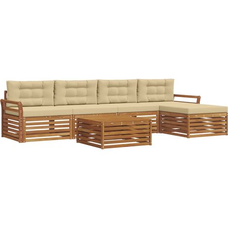 Ensemble de canapés d'extérieur 6 pcs Salon de jardin Naturel et Beige (1/5)
