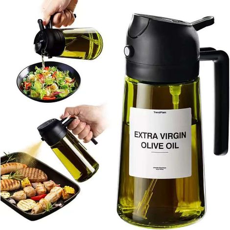 Ölsprüher und Ölspender – 470 ml lichtbeständiges Glas zum Kochen, für Heißluftfritteusen, Salate und Grills (1/5)