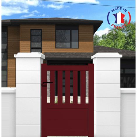 Packit – Portillon aluminium semi-ajouré en kit L.1000 x H.1300 mm – Résistant aux UV – Montage facile – Couleur rouge (RAL 3004)