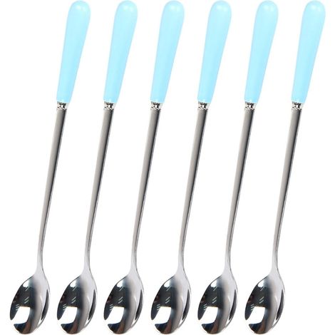 Louche à Long Manche Louche Agitateur à Café Cuillère en Acier Inoxydable Cuillère Boisson Couverts - 6 pcs (1/5)