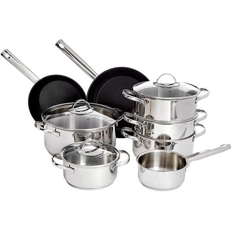 Ensemble De 11 Ustensiles De Cuisine Antiadhésifs Pour Induction En Céramique Et Acier Inoxydable, Avec Couvercles (1/5)