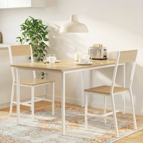 Juego de 2 Sillas de Comedor Sillas de Cocina con Respaldo Inclinado Estructura Metálica Natural (1/5)