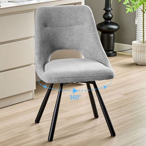 Fauteuil salon - WAFTING - WAFTING - Pivotant 360° - Tissu coton imitation cachemire - Pieds métal gris (1/5)