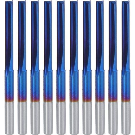 10pcs 3.175mm Fraise, Outil de Fraisage de Poignée, CNC Nano Blue Coat End Mill Pour Traitement du Bois, Acrylique, PVC, EVA, Mousse, Contreplaque, Carbure Cémenté (1/5)