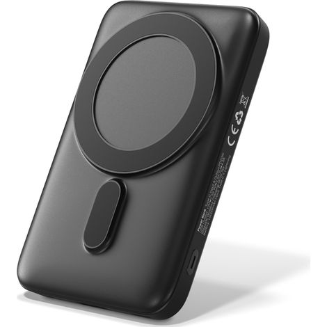 Powerbank USB-C [10.000mAh] Schwarz - Portable Charger Wireless Magnetische Powerbank Induktion, Wireless Charger, QC 22,5 W & PD 20 W Fast Charging, Integrierter Type-C Eingang, LED Batterieanzeige