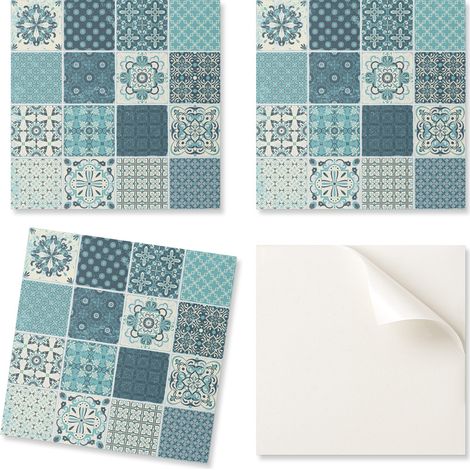 Baldosas de vinilo autoadhesivas con estampado de mosaico geom茅trico 4x50x50 cm