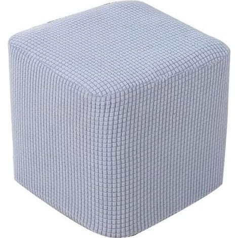 1 Housse De Pouf Extensible, Tissu Jacquard Doux, Fond Élastique, Pour Repose-Pieds Carré Ou Rond 45x45cm (1/5)