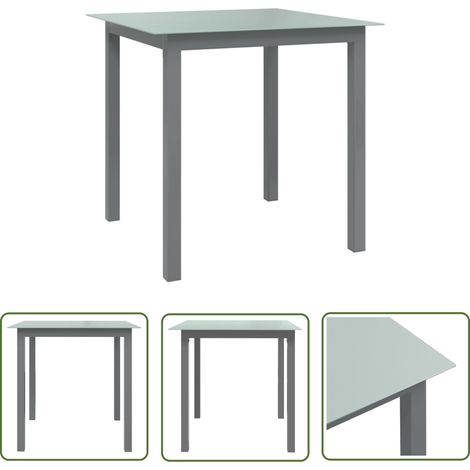 Table de jardin Table d'appoint, Table de Balcon, Gris clair 80x80x74 cm Aluminium et verre OIB5789E (1/5)