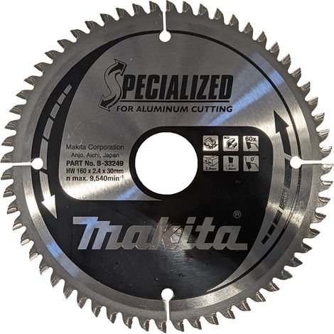 HOJA ESPECIAL ALUMINIO 160MM Agujero 30mm 60 Dientes MAKITA B-33249