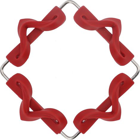 Silikon-Untersetzer, Edelstahl-Topfuntersetzer, rutschfeste Untersetzer, wärmeisolierende Schüsselmatten, faltbare Tischunterlage, Geschirrset für heiße Pfannen und Schüsseln (Rot) (1/5)
