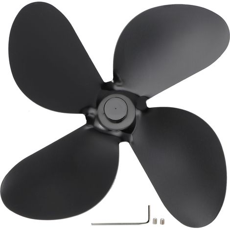 Pales de ventilateur de poêle 4 lames, pièces de rechange noires pour accessoires de foyer (1/5)