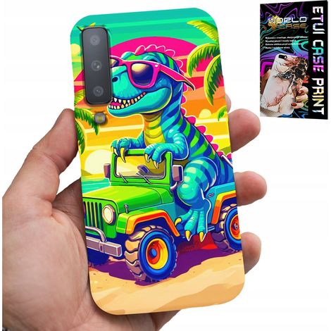 Custodia per Samsung A7 2018 - dinosauro su un camion, motivi per bambini (1/5)