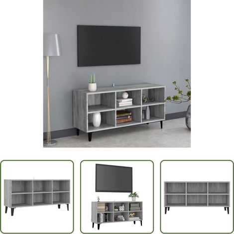 vidaXL Holzschrank - TV-Schrank mit Metallbeinen Grau Sonoma 103,5x30x50 cm (1/5)