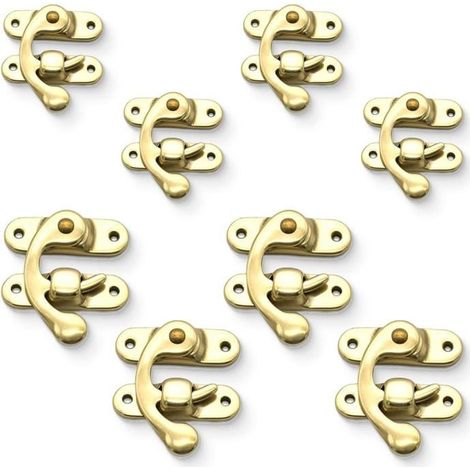 8Pcs Verrous vintage antique gaufrage Moraillon Loquet Serrure Fermoir avec vis pour décoratifs Cabinet armoire Boîte à bijoux (1/4)