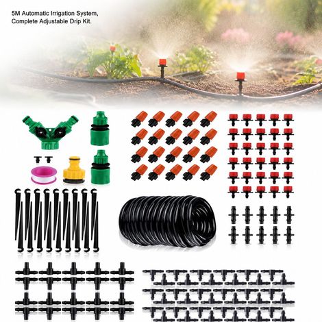 Sistema di irrigazione automatico Toivize - 5 m - Irrigazione a goccia regolabile per giardino, piante in vaso e serra - Risparmio idrico (1/4)