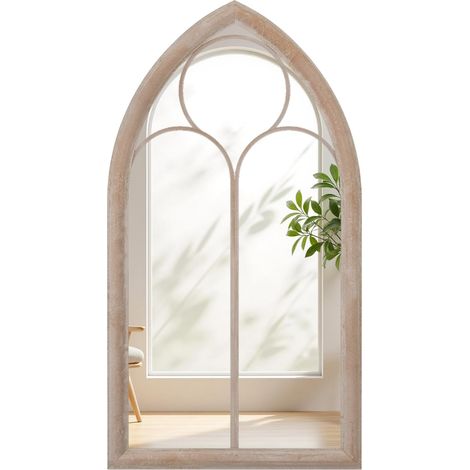 COSTWAY Specchio A Finestra, Rustico, Cattedrale, Decorativo, Arco, Montato A Parete, Cornice Metallica Rustica, Appeso,Specchio Bagnospecchio Da Paretesspecc (1/5)