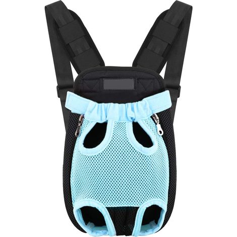 Atmungsaktiver und komfortabler Haustierrucksack, speziell für kleine Hunde, Katzen und mittelgroße Welpen entwickelt, mit verstellbaren Beinöffnungen, tragbar für Reisen, XL, blau (1/5)