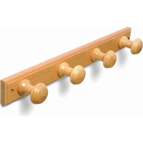 FPLUS percha madera 4 pomos , Percha madera en color pino con 4 pomos.