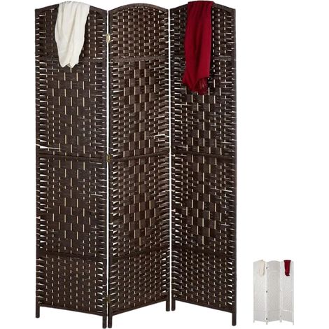 Divisorio per Ambienti Pieghevole a 3 Pannelli in Corda Intrecciata - Misura 132x180 cm - Separè da Interno per Camera da Letto, Soggiorno, Ufficio - Marrone (1/5)