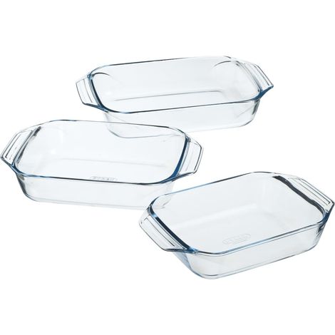 Pyrex Set 3 Rechteckige Auflaufformen aus Borosilikatglas 2,2  3,1  4 L (1/3)