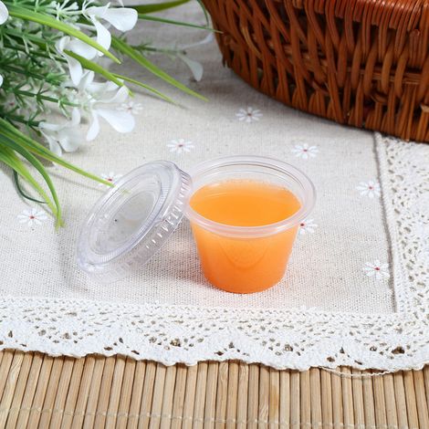 50 Pièces Récipient Sauce Jetable Transparent avec Couvercle, Pot à Condiment pour Livraison Repas (30ml) (1/3)