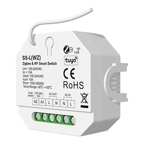 Interrupteur secteur ZigBee+RF 1 canal 15 A AC100-240V SS-L(WZ)