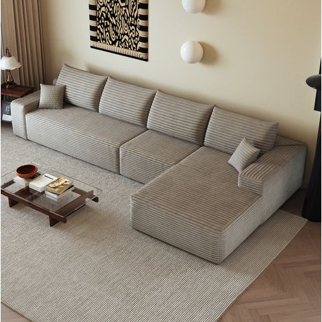 Modulares Ecksofa, L-Chaiselongue, ohne Montage, Kordstoff Kamel HAVRYA (1/5)