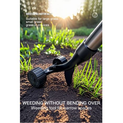 Désherbeur à Rouleau pour Jardin - Éliminez les Mauvaises Herbes sans vous Baisser - Outil de Désherbage Manuel Ergonomique (1/4)