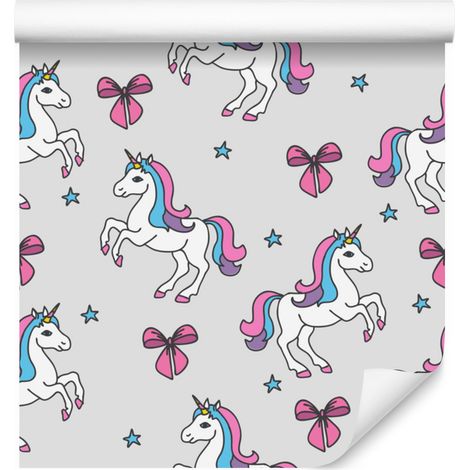 Papel pintado de unicornio frente a las estrellas para salón y dormitorio, 50x1000 cm. (1/5)