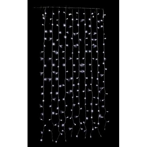 Pre Qu' Italia LED-Lichtervorhang Wasserfall, 200 Lichter, Kaltweiß, 1 x 2 m, Innen/Außen, IP44, erweiterbar