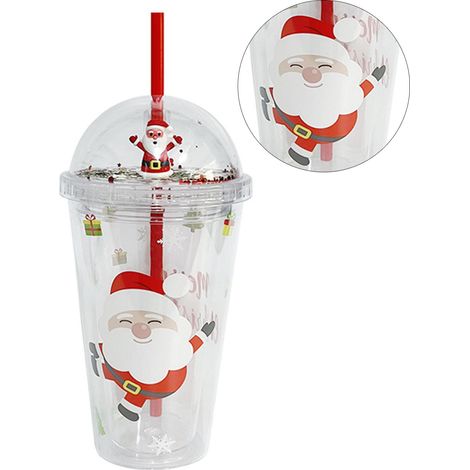 Gobelet Réutilisable - Gobelet À Eau Double Paroi - 450 ml - Thème De Noël - Pour Adultes Et Enfants - 1 Pièce (1/5)