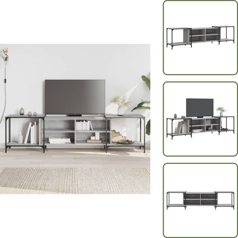 Meuble TV sonoma gris 203x37x50 cm Bois d'ingénierie - Meubles TV - Meuble Téléviseur - Meuble Hifi - Buffet TV - Design Moderne (1/5)