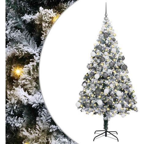 Sapin de Noël artificiel blanc, 180 cm de haut, en PVC, acier et plastique. (1/5)
