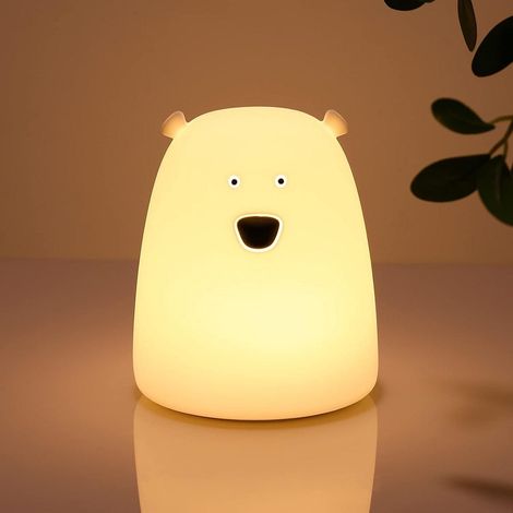 Weiches Silikon-Bären-Nachtlicht für Kinder, tragbare, batteriebetriebene Kinderzimmerlampe & Geburtstagsgeschenk